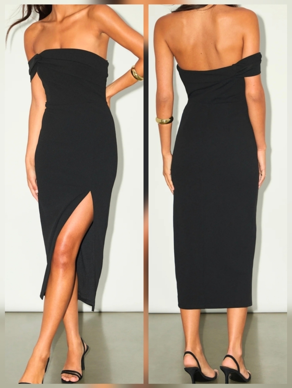 Lulus Twist and Make Up Black One-Shoulder Bodycon Midi Dress, Small, NWT!
